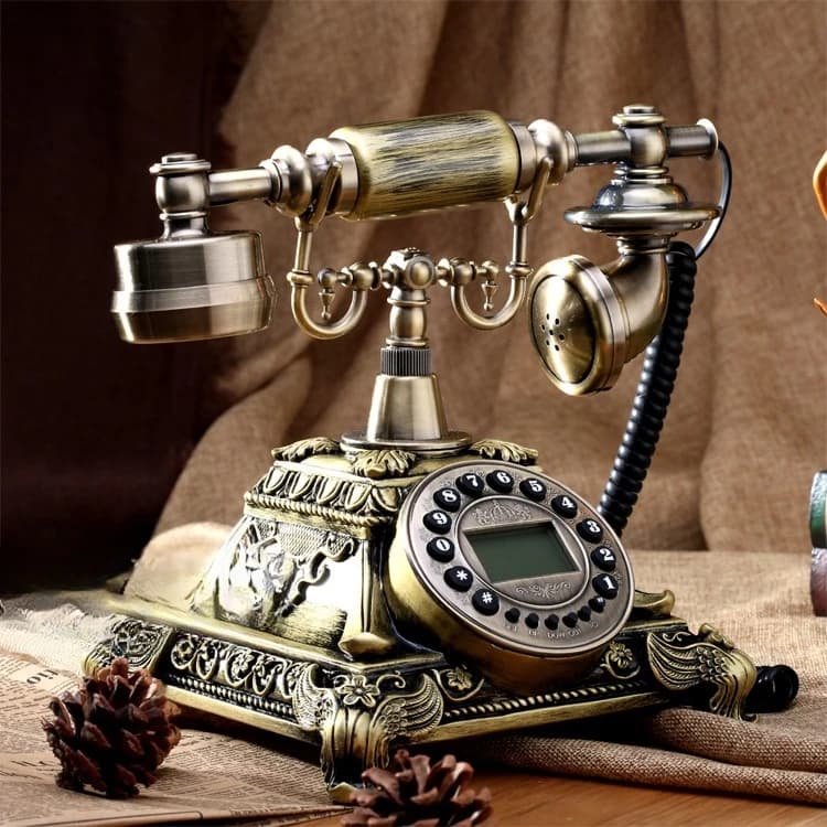 European-style antique phone vintage ornament, rotary dial dial, antique bronze landline
