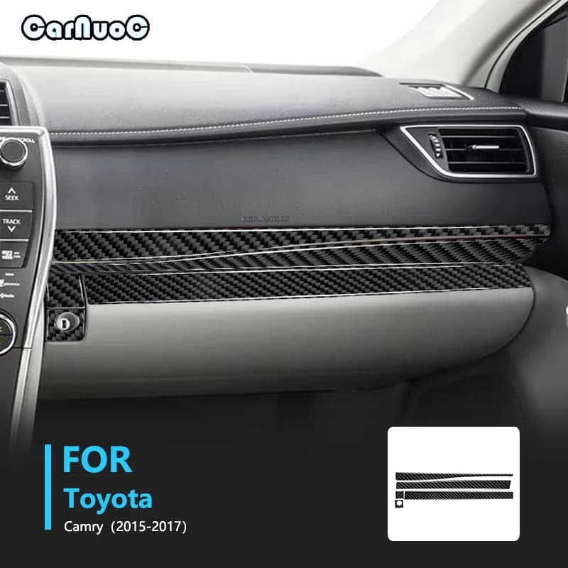 For Toyota Camry 2015 2016 2017 Passenger Panel 5 Pieces Carbon Fiber Interior Safeguard Stickers Car Interior Accessories