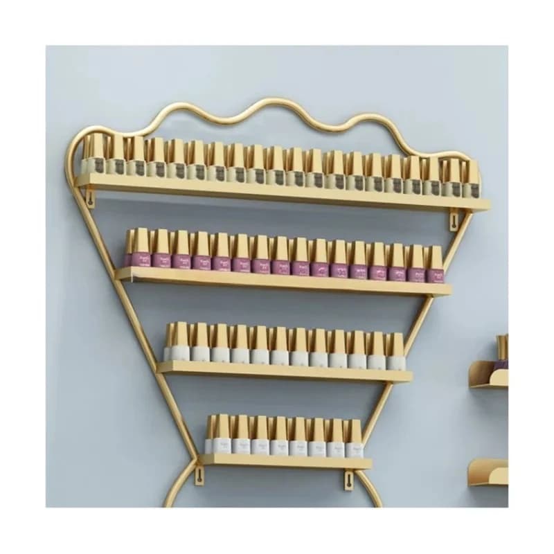 Wall Storage Gold Metal Cosmetics Nail Polish Stand Display Stand Set Wall