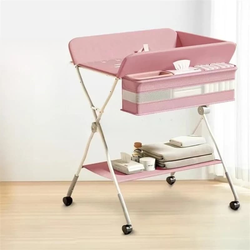 Portable Baby Changing Table Multi Functional Baby Care Table Bed Foldable Diaper Changing Table with Wheel