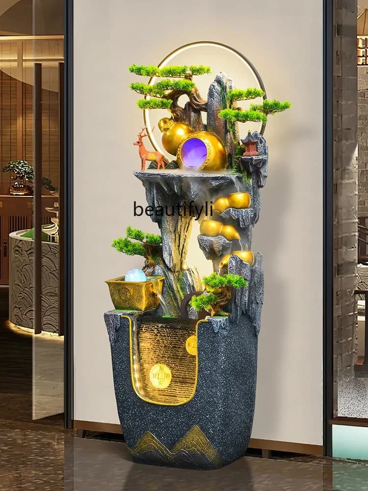 Rockery Flowing Water Ornaments Gourd Fountain Landscape Circulating Water Living Room Entrance Floor Fengshui Wheel Gift