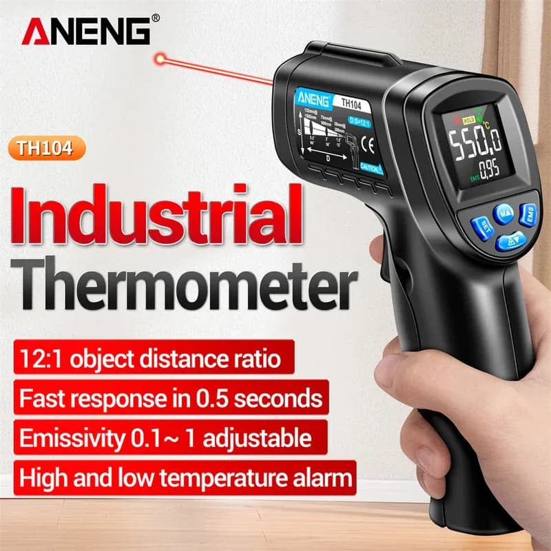 Infrared Thermometer Gun Automotive High Temp Meter ANENG TH104 Laser Sensor Temperature Gauge Test Pyrometer Gun Tester Tools
