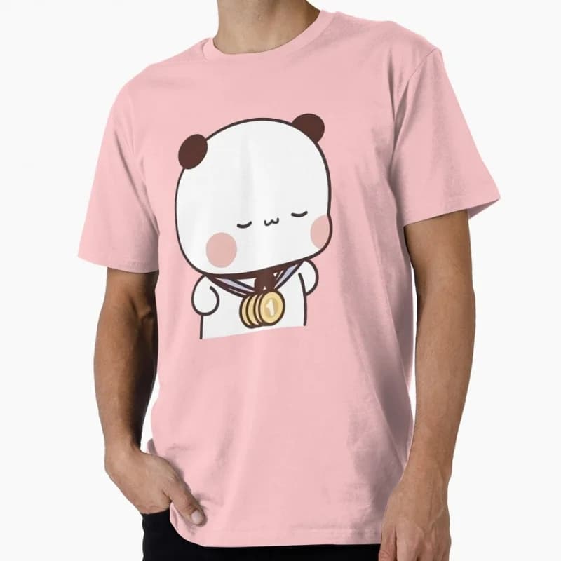 Bubu earning medals Gift t shirt ‌kawaii‌ Panda Bear Cartoon Graphic tee Cute Y2K Clothes 100% cotton All size Tee S-6XL