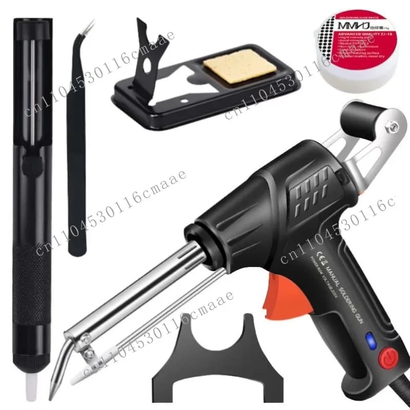 60W pistol-style handheld hot welding torch with automatic  30-second heating, 220-240V AC 907 soldering iron tip Leader LD-283
