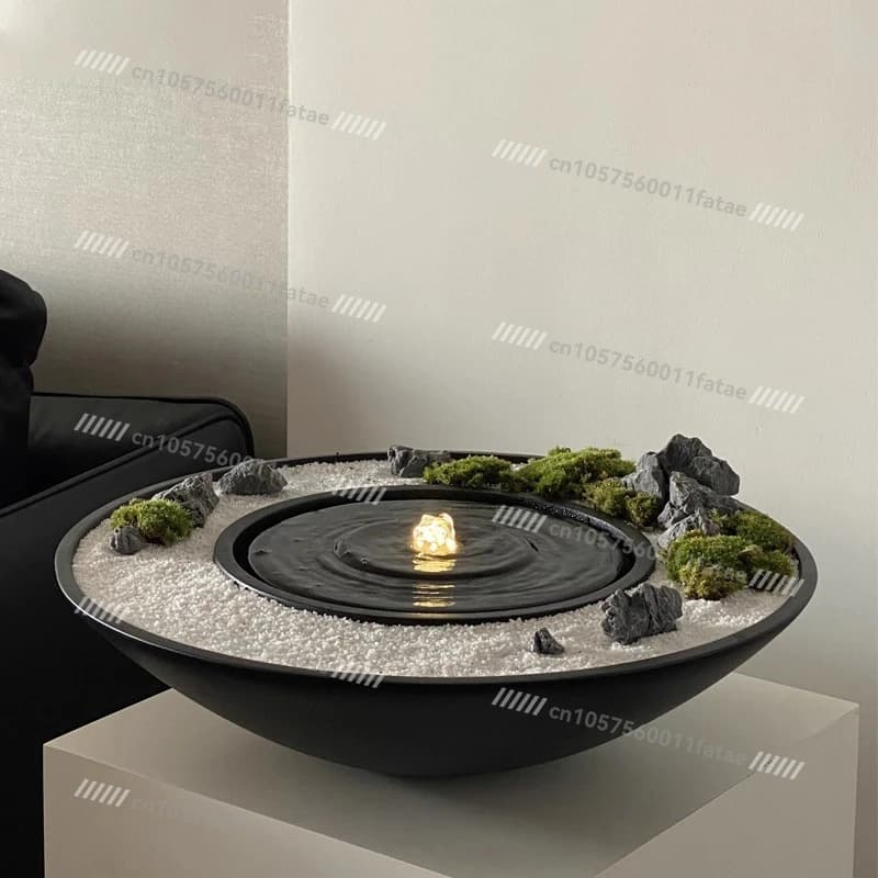 Fountain Flowing Water Ornaments, Creative Design of Living Room Entrance Circulation, Landscaping Rockery Water Features