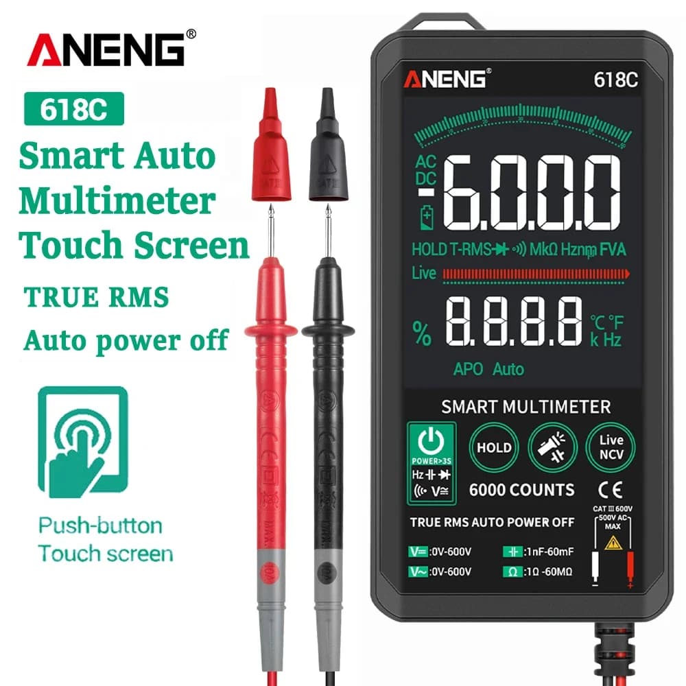 ANENG 618  Digital Multimeter Professional Smart Touch AC DC Ammeter True RMS Capacitor Frequency NCV Meter Electrical