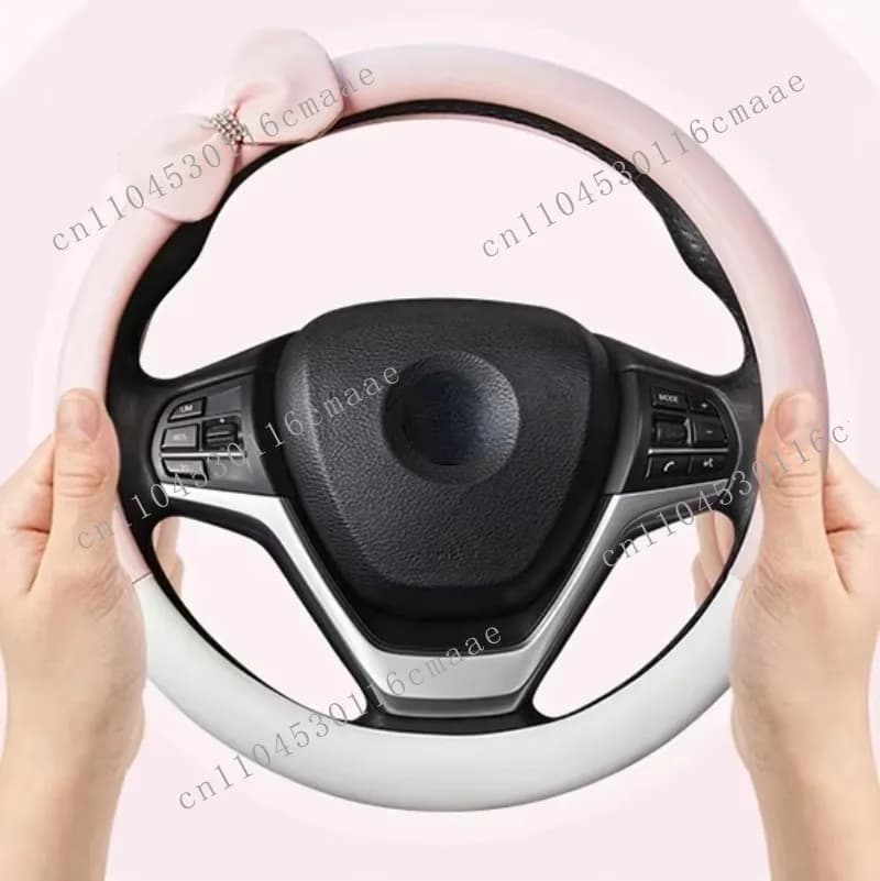 Car Cute Steering Wheel Cover Bowknot with Diamonds in Stock Car Accessories Handle Cover Interior for Women