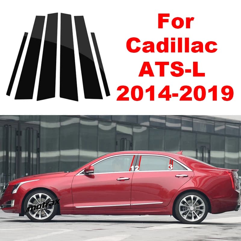 Auto B‑C Pillar Window Trim Stickers Exterior Window Pillar Decoration Cover for Cadillac ATS-L ATSL 2014-2019 Accessories
