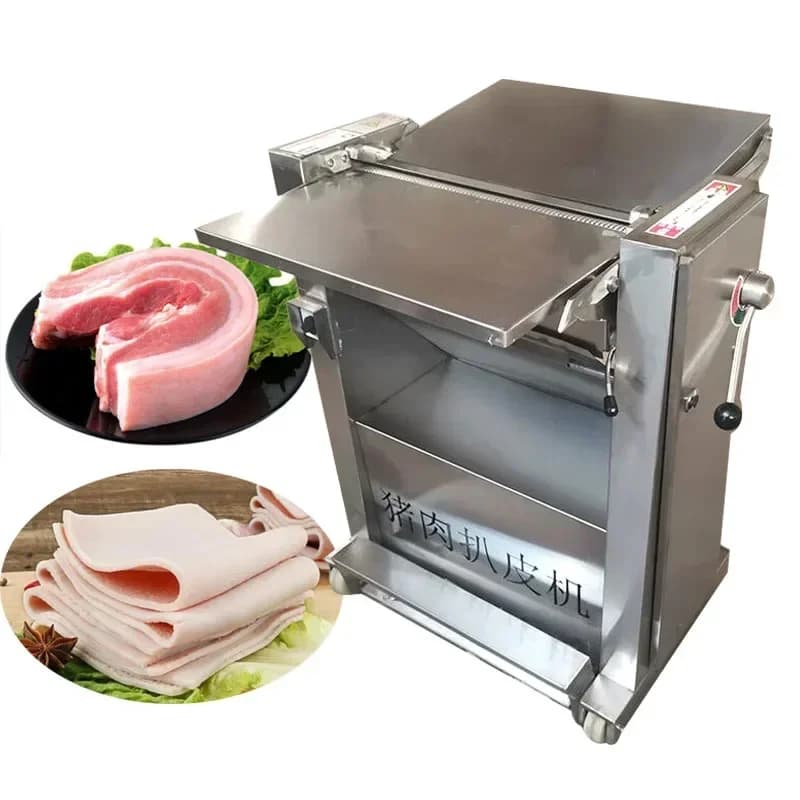 Adjustable Thickness Pig Meat Skinner Pork Skin Peeling Cutting Machine Price Peeling Pork Skin Machine