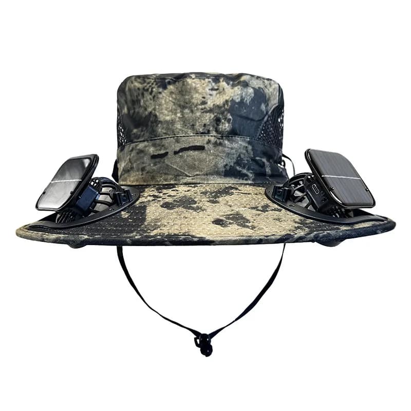 Solar spray fan cap cooling outdoor mountaineering fishing UV protection sunshade bucket hat