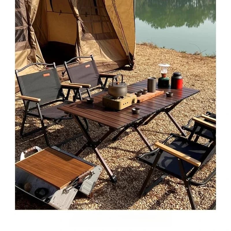 Outdoor folding tables and chairs, aluminum alloy roll table and chair set