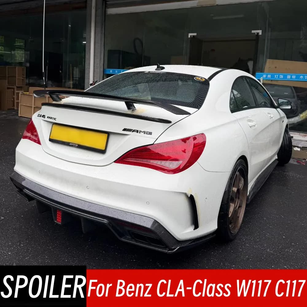 For 2013-2018 Benz CLA-Class W117 C117 CLA200 CLA250 CLA260 CLA45 Carbon Fibe Rear Trunk Lid Spoiler Wings Car Accessorie Part