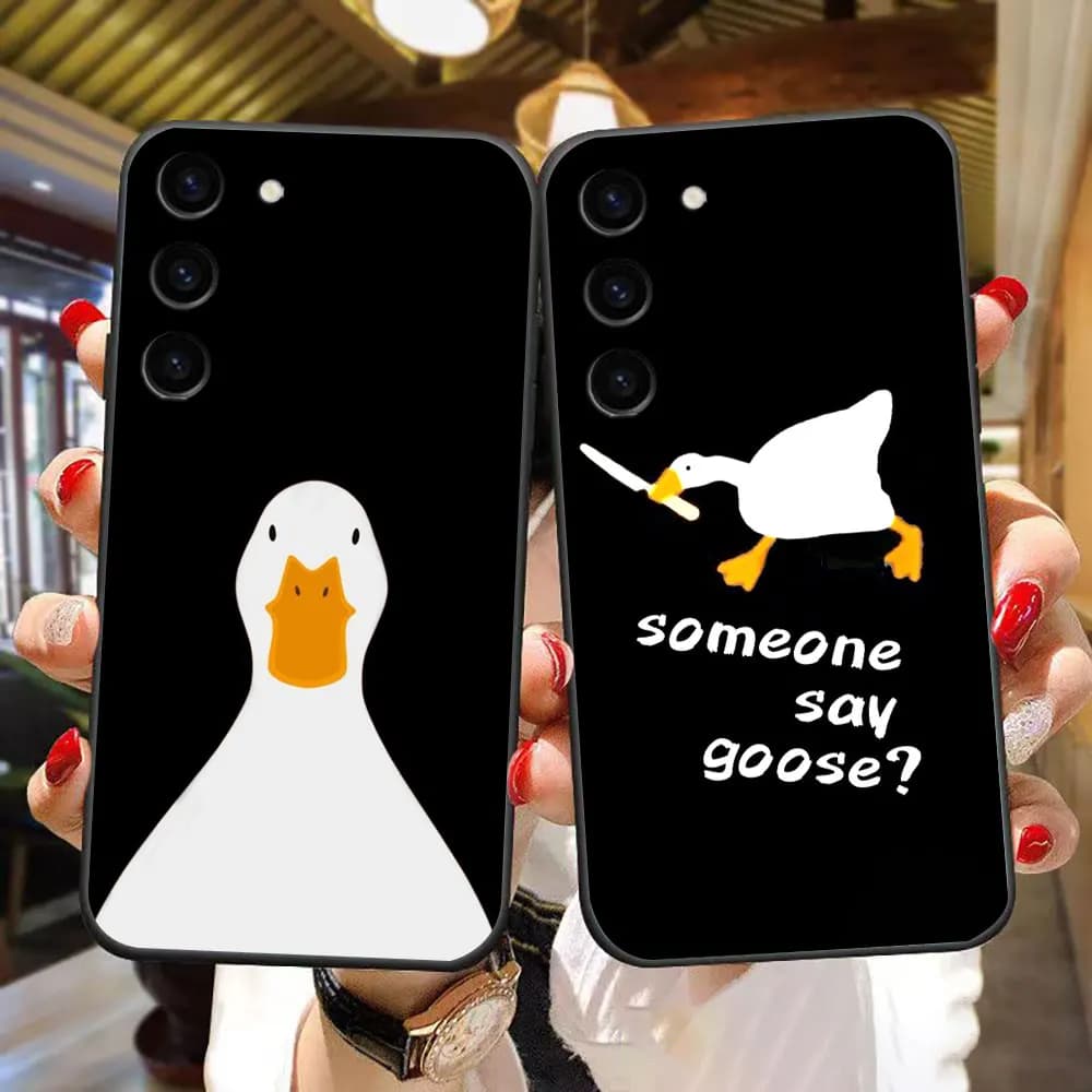 Cartoon Duck Goose Cover Phone Case For Samsung Galaxy S25 S24 S23 S22 S21 S20 FE S10 S9 ULTRA PLUS LITE TPU Case Shell Capa