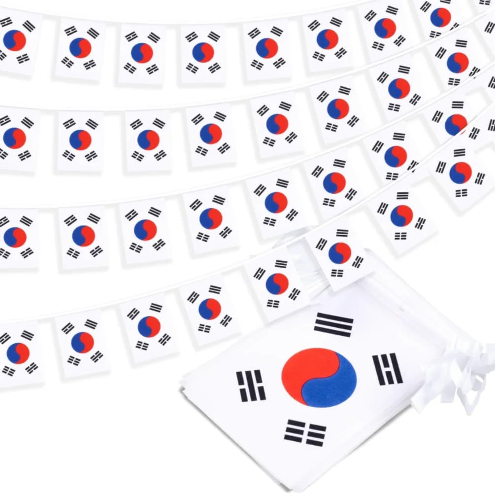 Korea Flag 14x21cm 20pcs High-Quality Polyester Indoor and Outdoor Korean Decorative Flags