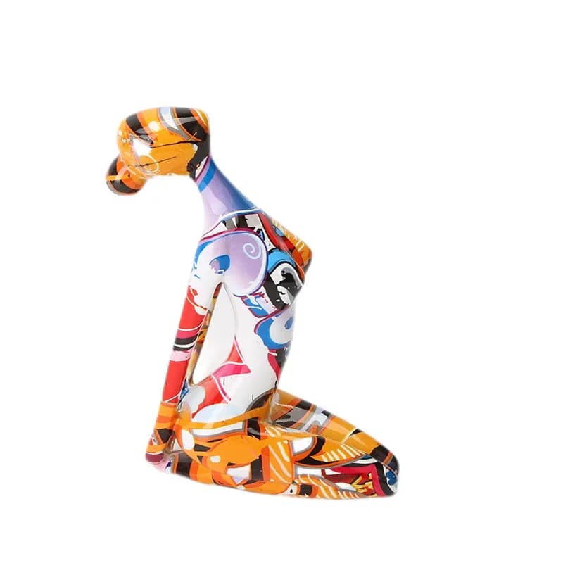 Color woman yoga resin handicraft ornament office porch desktop figure soft decoration ornament