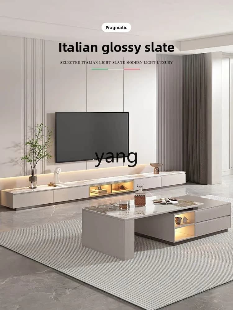 LTT solid wood coffee table TV cabinet combination living room Italian light luxury modern bright floor cabinet
