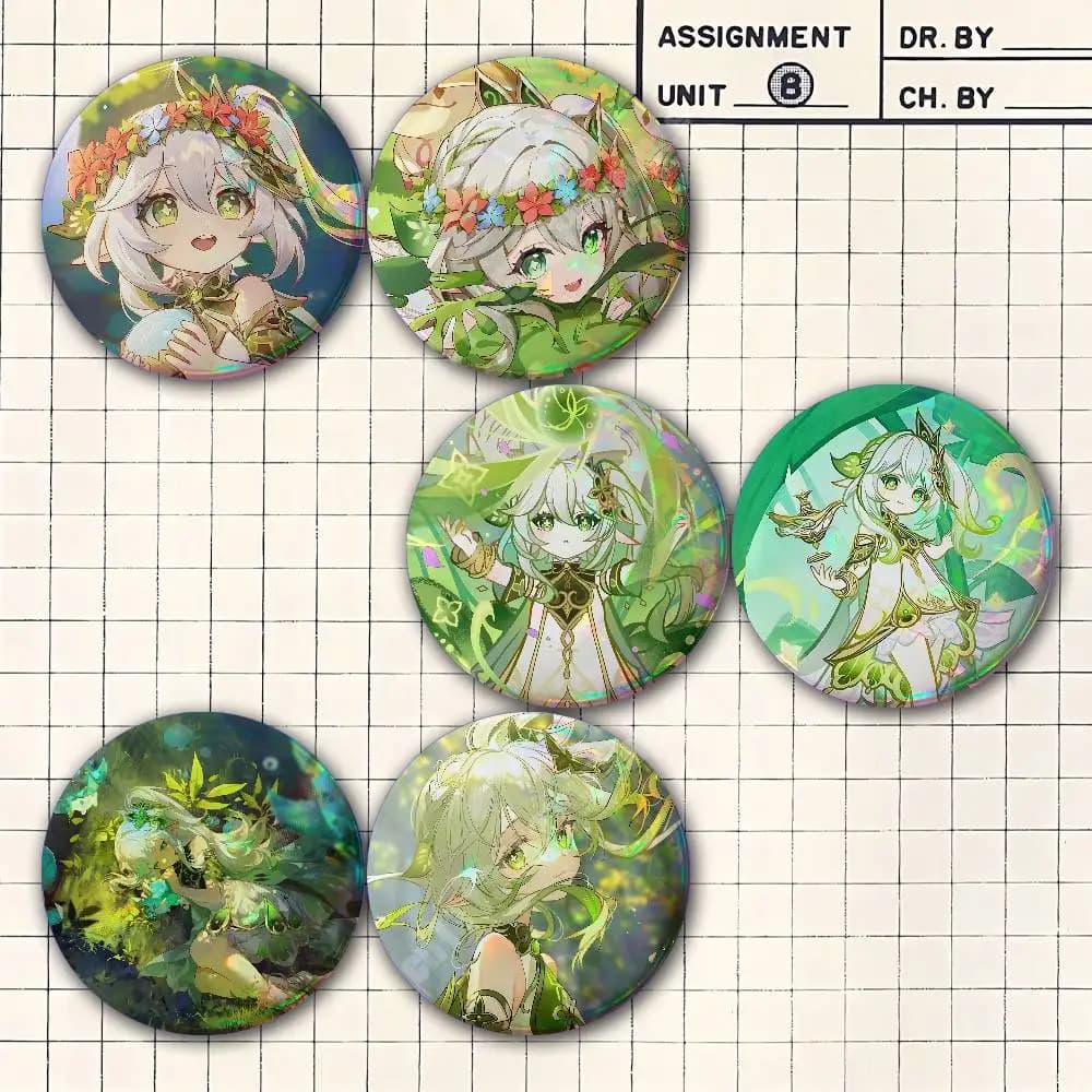 Nahida Genshin Impact Dendro Archon Button Badge 2PC Sets for Bags & Clothes & Accessories Metal Pin Stylish Decoration