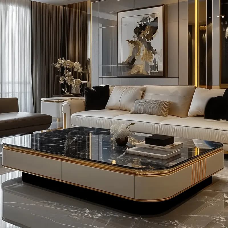 Light luxury high-end marble coffee table modern simple home villa living room new