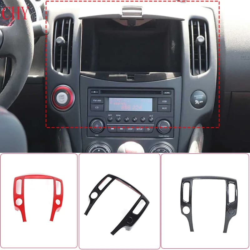1piece set ABS carbon fiber For Nissan 370Z 2009-2020 car central control air outlet panel frame decorative sticker accessories
