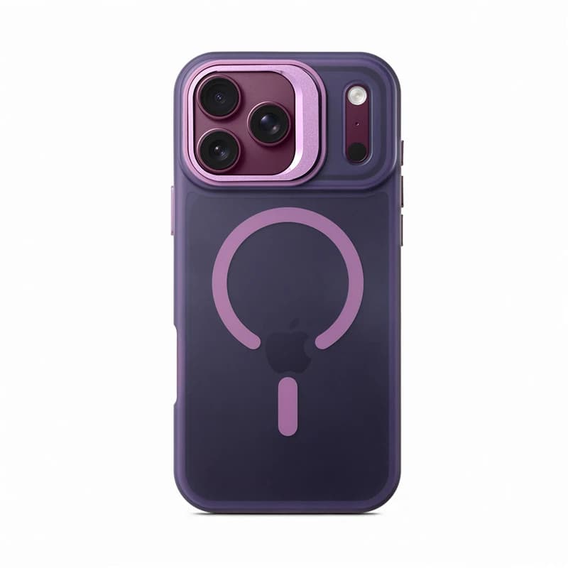 Luxury Camera Lens Holder Matte Translucent Magnetic Case For iPhone 17Pro 18Pro 16 17Pro Max For Magsafe Hard Shockproof Cover