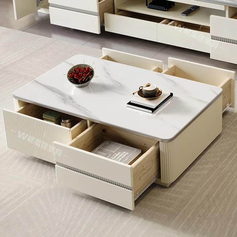 Storage Designer Coffee Table Industrial Unique Minimalist Nordic Coffee Table Marble Luxury Couchtisch Living Room Furniture