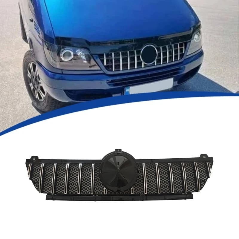 For Mercedes Sprinter W901 2001-2006 GT Style Black ABS Front Grille Direct Fit Replacement Heavy Duty Exterior Styling Upgrade
