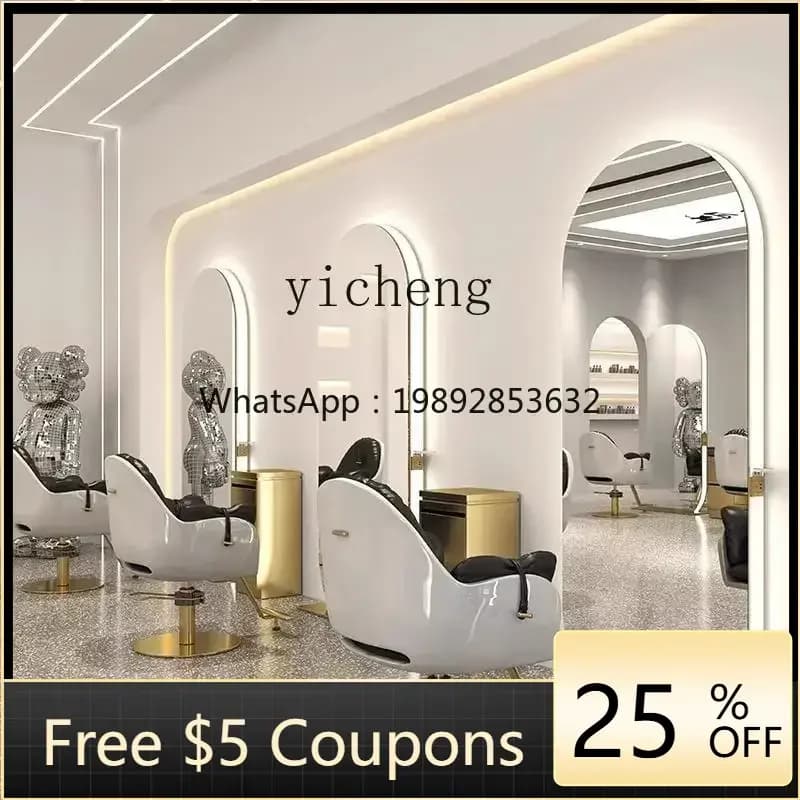 L2-4 barber shop mirror table with light single and double-sided hair cutting floor mirror high-end barber shop mirror for hair