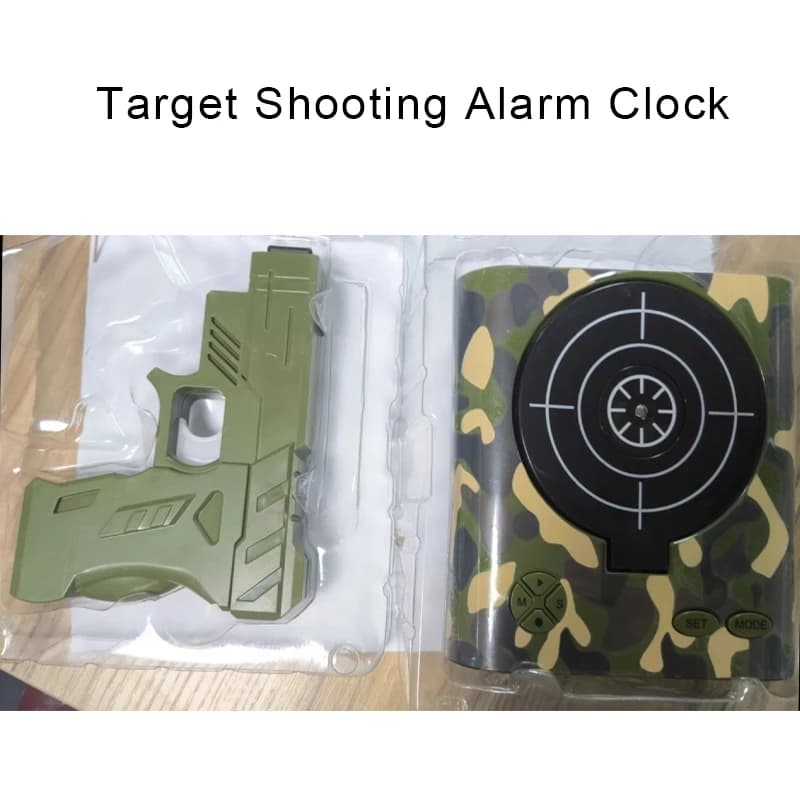 Target Shooting Alarm Clock，Lazy Person Wakes Up Machine, Green Infrared Automatic Reset Shooting Digital LED Alarm Clock