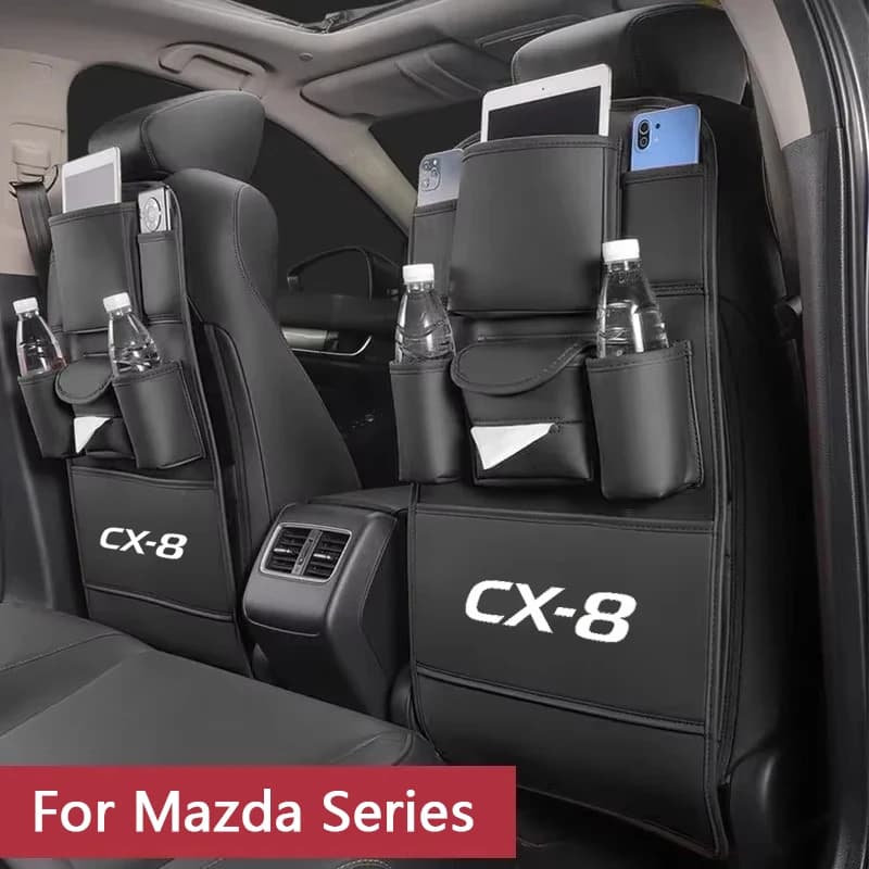 Car Seat Anti Kick Pad For Mazda CX-8 CX8 Leather Seat Back Organizer with Tissue Holder Anti Kick Pad Anti Scratch Protector