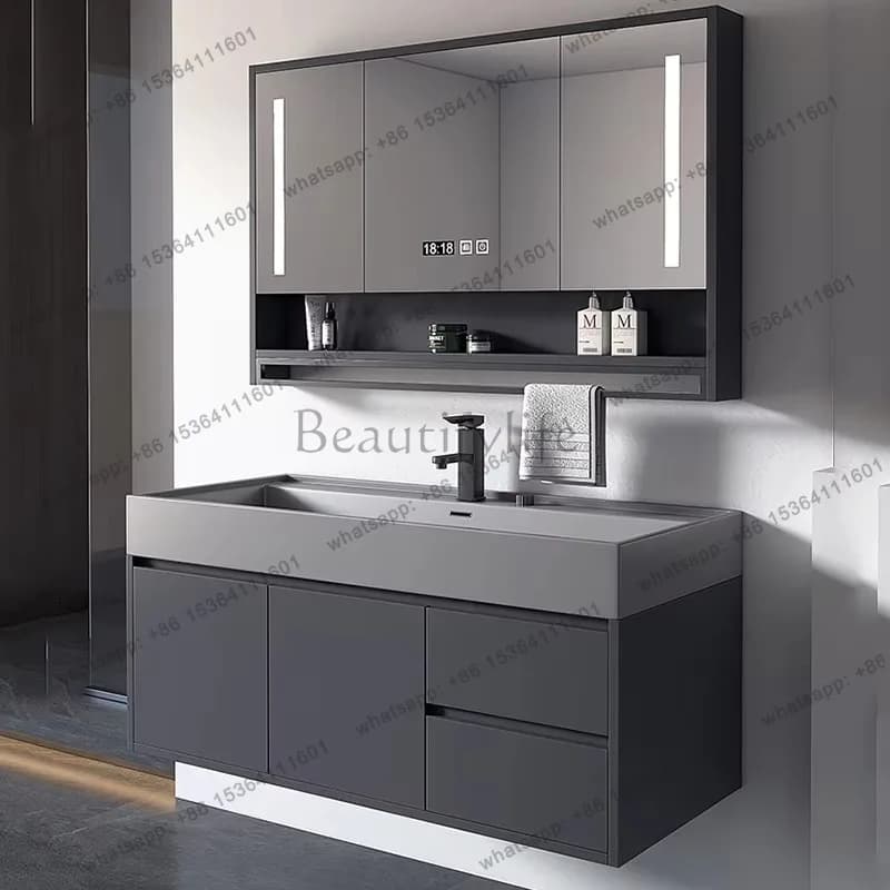 YJ Solid Wood Bathroom Cabinet Undersink Washroom Modern European Bathroom Cabinet Small Storage Meuble Salle De Bain Furniture