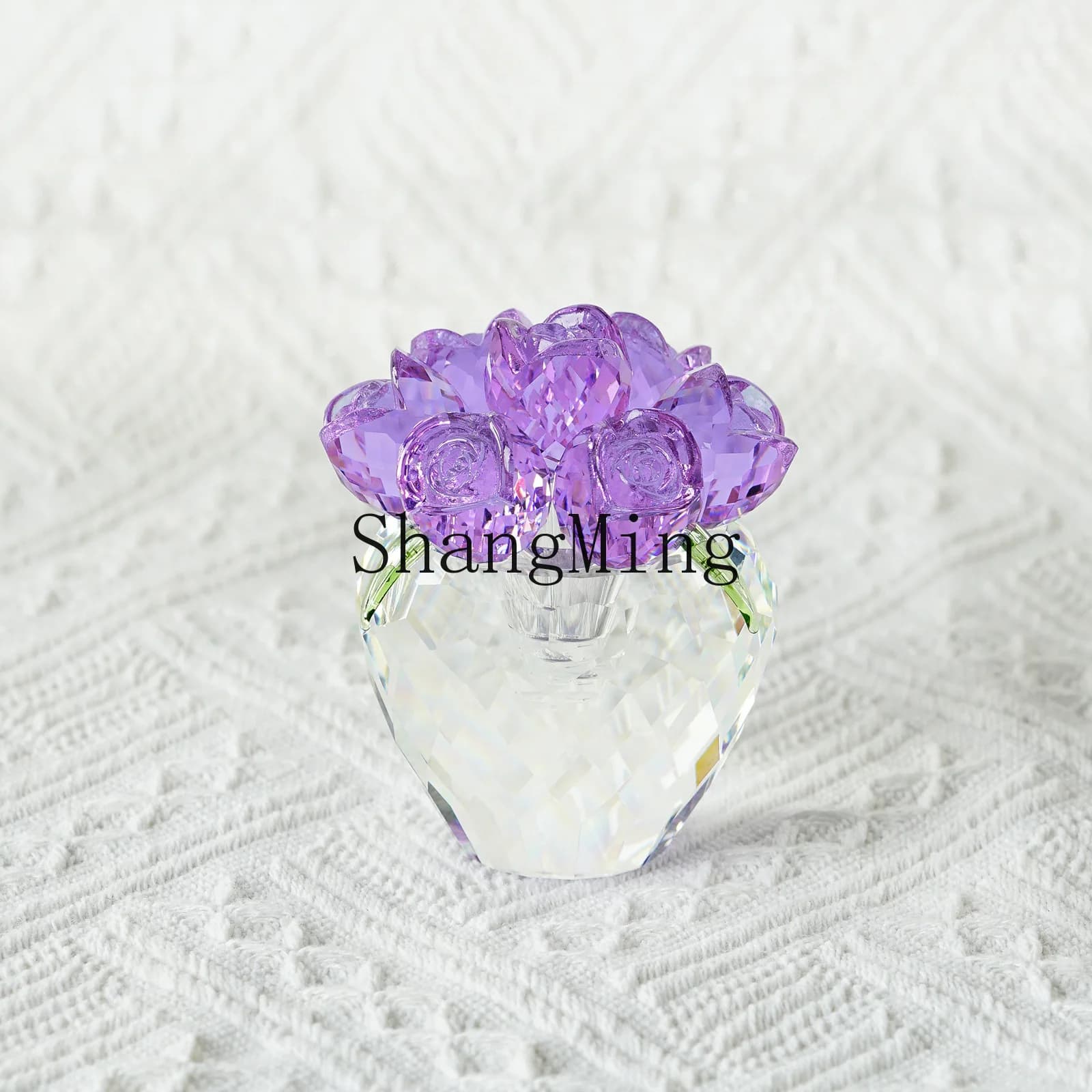 DSA crystal rose ornament glass flower is suitable for porch wine cabinet Valentine's Day gifts handicrafts