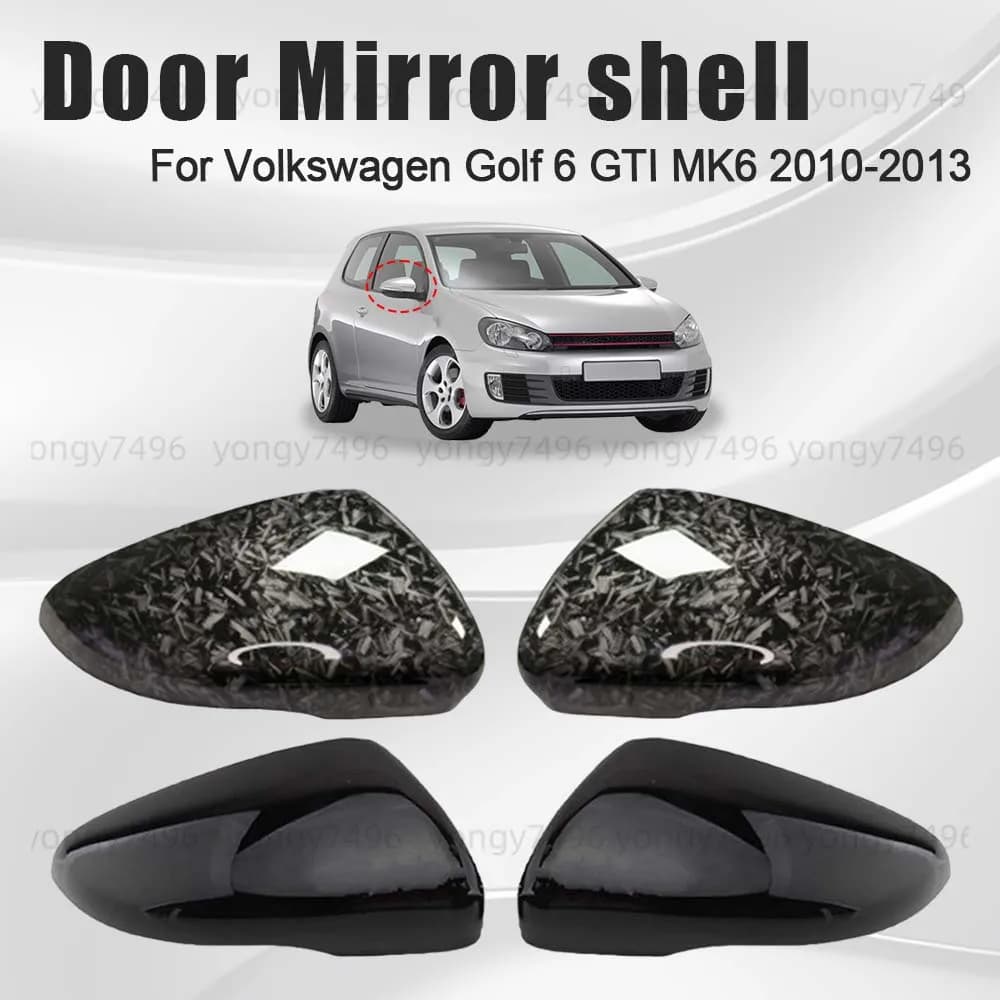 Protective Cover Door Mirror Shell For Volkswagen Golf 6 GTI MK6 2010 2011 2012 2013 Car Rearview Accessories Black Carbon Fiber