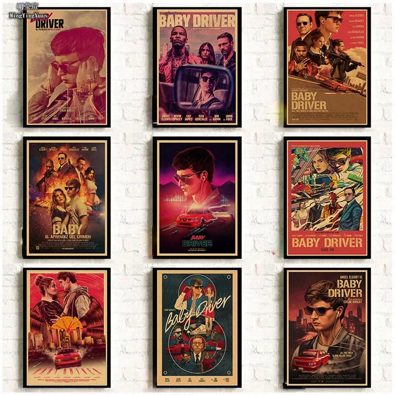 Baby Driver Movie Kraft Poster Vintage Wall Decorative Painting Home Decor Picture Printings Movie Themed Gift
