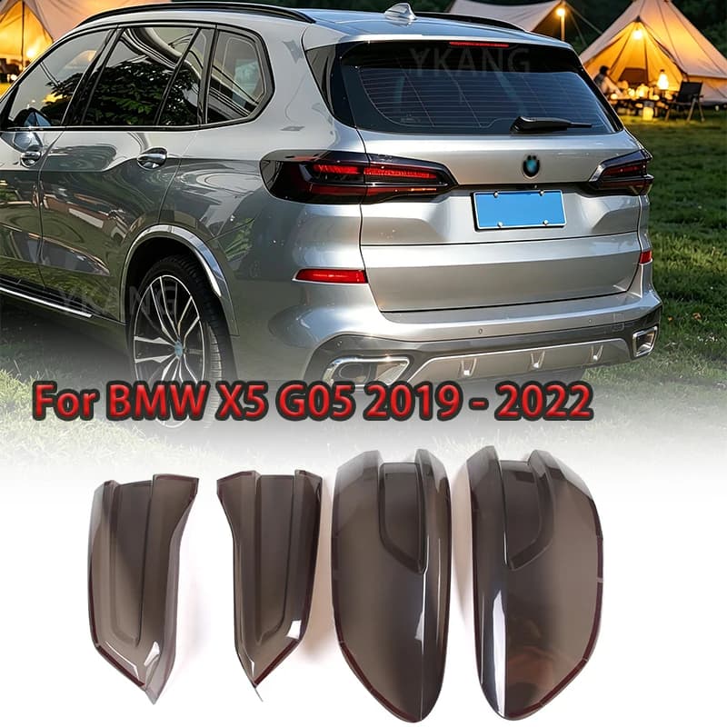 For BMW X5 G05 2019 2020 2022 ABS Smoke Black Car Rear Light Hoods Decoration Cover Trim Tail Lamp Guards Sticker Auto Accessori