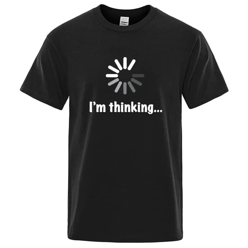Mens Graphic T-Shirt Funny Im Thinking Printed Cotton Blend Casual Loose Streetwear Cool Crew Neck Short Sleeve Tee Top