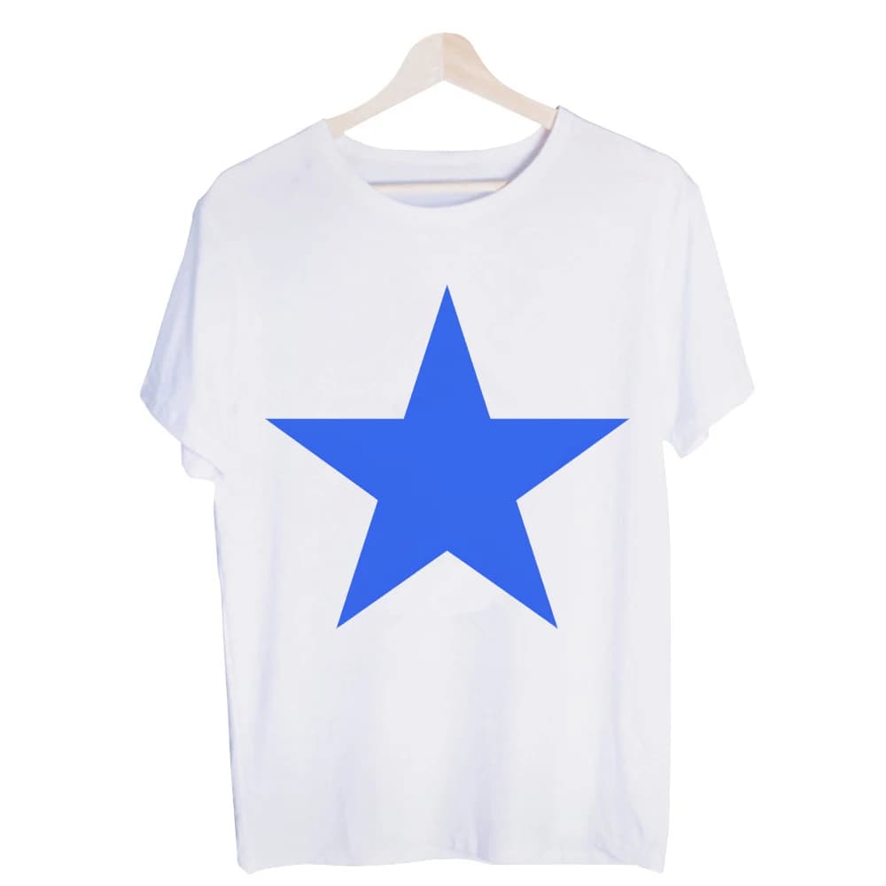 Men's Blue Star Graphic Tee, Short Sleeve Crew Neck T-Shirt for Casual Daily Wear and Summer Outfits