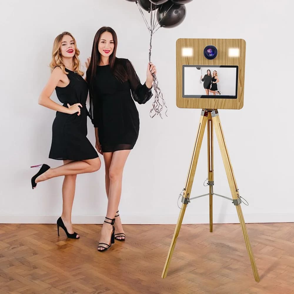 Vintage Wooden Grain 15.6 Touch Screen Photobooth Dslr Photo Booth Wood Box Elegant Retro Style Photo Booth Machine