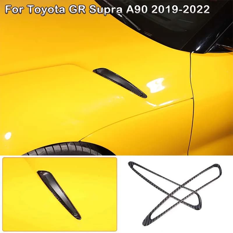 For Toyota GR Supra A90 2019-2022 Soft Carbon Fiber/Red Car Styling Car Front Hood Air Vent Cover Sticker Car Exterior Accessory