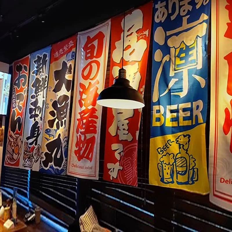 Izakaya Painting Japanese Food Store Hanging Cloth Restaurant Wall Cover Flag Banner Decoration