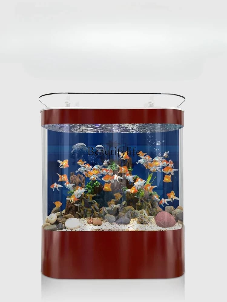 Fish tank living room next to TV cabinet Small integrated water-free ecological glass landscaping aquarium