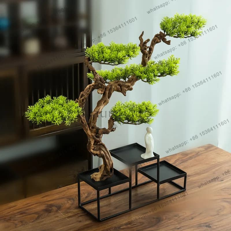 Office tea table ornament porch decoration Chinese simulation welcome pine