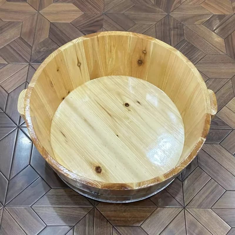 Double Foot Bath Barrel Large Wooden Tub Commercial Foot Soaking Basin Bath Tub Family Foot Spa Tub