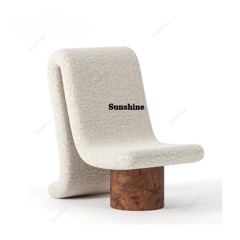 Wabi Sand retro solid wood sofa chair living room balcony fiberglass special-shaped backrest leisure chair