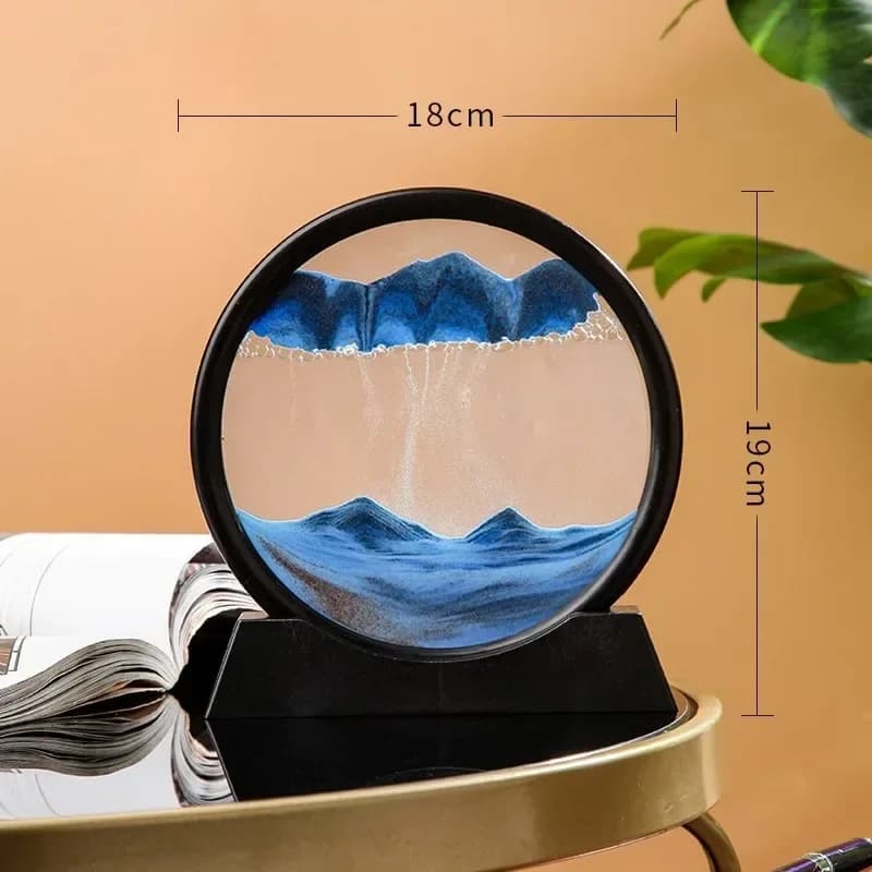 3D Hourglass Quicksand Moving Sand Art Picture, Round Glass, Deep Sea Sandscape Craft, Flowing Painting, Office Home Christmas