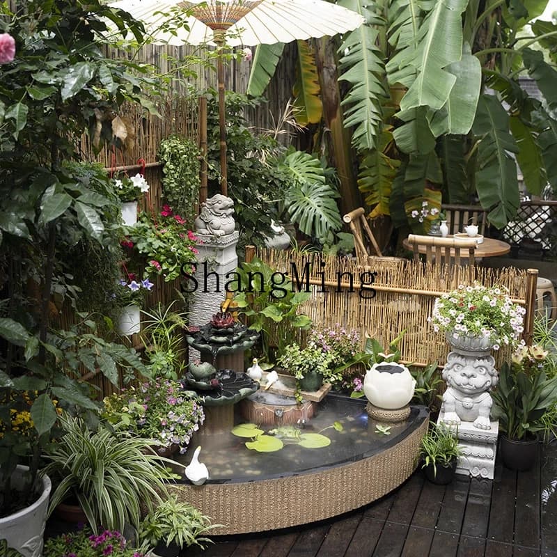 SM courtyard flowing water landscape balcony  fish pond landscaping outdoor water system  ornament small courtyard pool