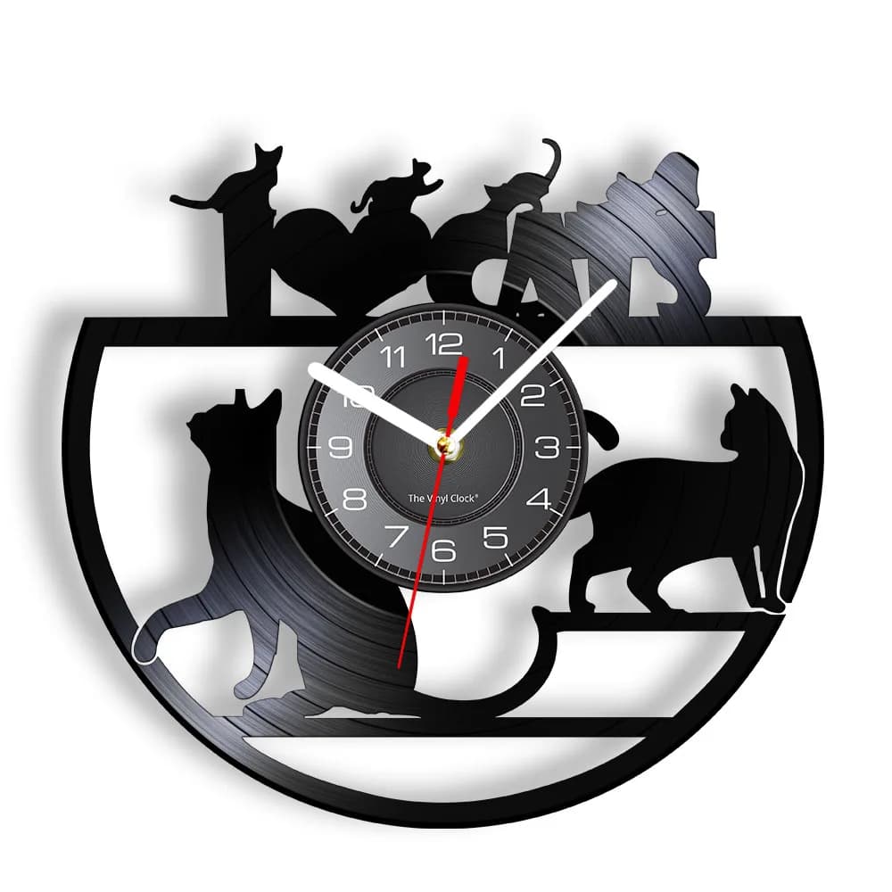 I Love Cat Vinyl Custom Wall Clock Vintage Style Cats Wall Clock Design Gift For Cat Lovers Animals Home Decoration Vinyl Clock