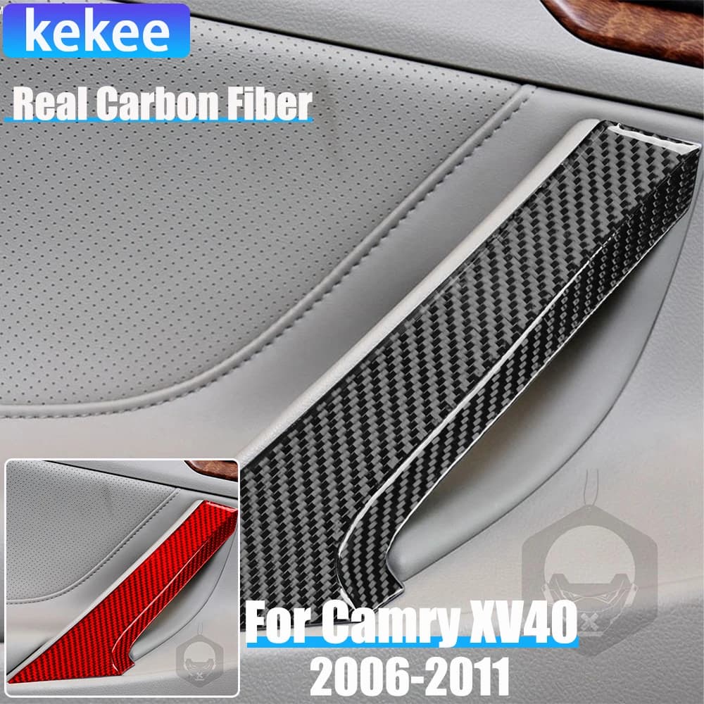 Real Carbon Fiber Car Accessories Door Handle Cover Soft Sticker For Toyota Camry 6th Gen XV40 2006 2007 2008 2009 2010 2011