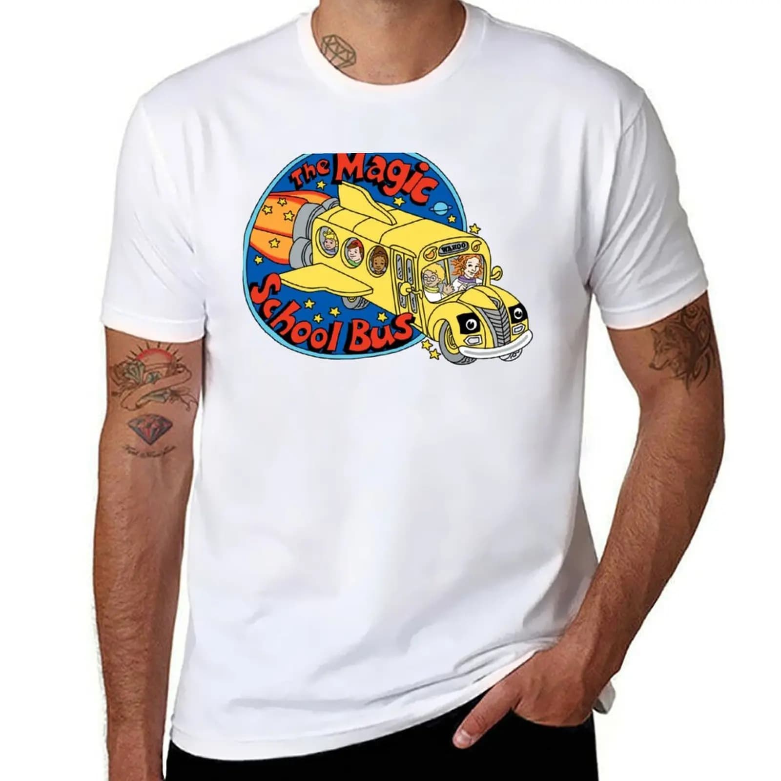 Magic School Bus sticker T-Shirt g man t shirts for men t shirts for man cotton T-Shirt