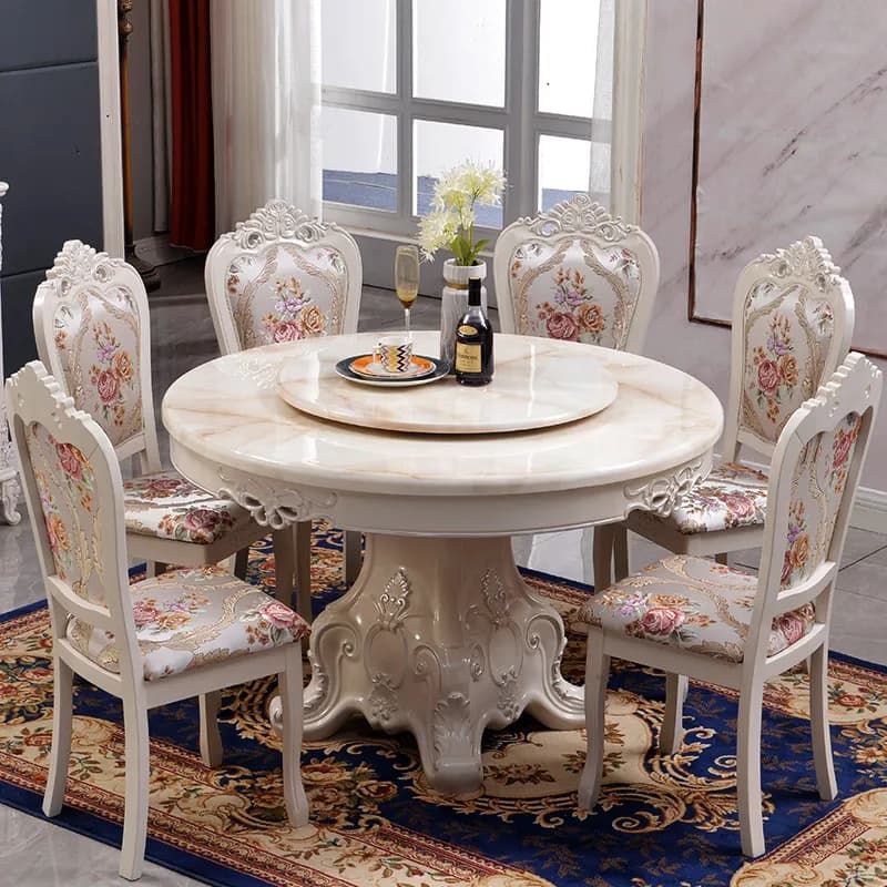 Beige Marble Dining Tables Designer Rotating Nordic Luxury Kitchen Tables Italian Design Modern Mesas De Comedor Furniture Home