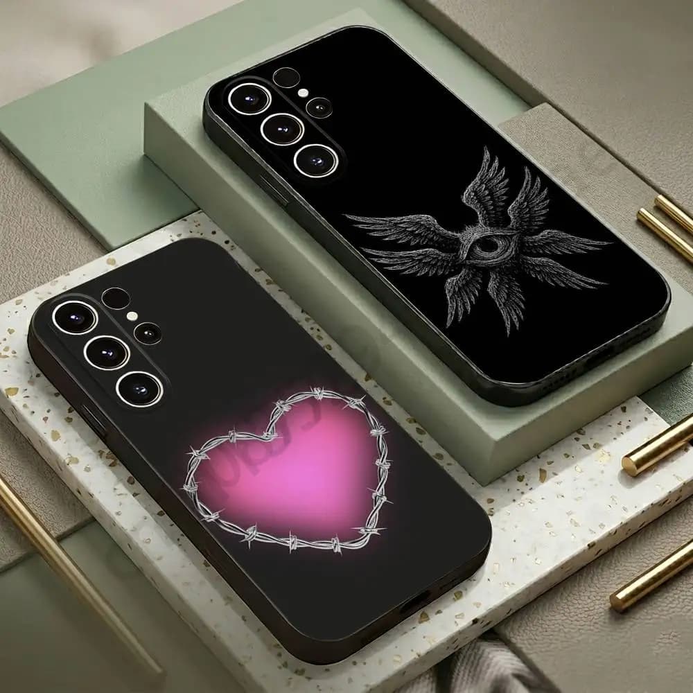 Simple patterns Phone Case For Samsung S20,21,22,23,24,25,26 Ultra,Plus,Black Soft Cover